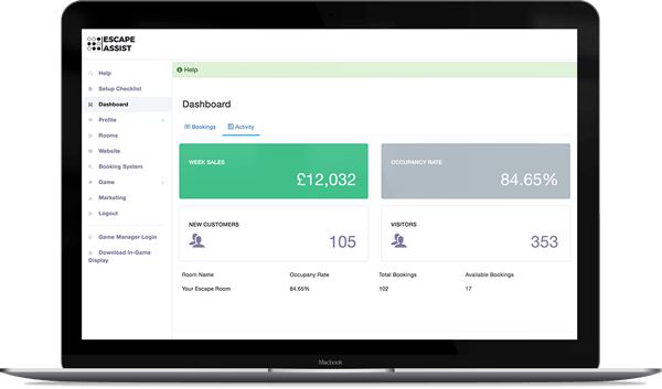 alt="laptop showing less cart abandonments and increased conversions thanks to EscapeAssist's fast streamlined booking system checkout”