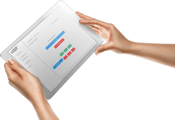 alt="hand held tablet showing EscapeAssist's personalized game controller for game masters to run each escape game"