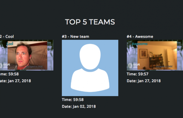 alt=”possible horizontal layout of winning teams using EscapeAssist’s customizable leaderboard app”